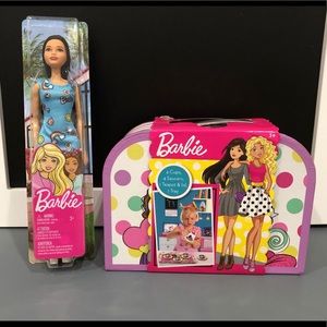 Barbie and Metal Tea Set with case